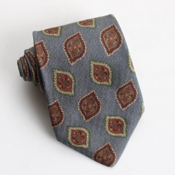Coach Vintage Gray Multicolor Paisley Pattern Silk Men's Necktie - Picture 1 of 4